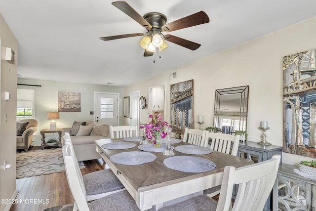 467A Chelsea Ct, Manchester, NJ 08759 - dining room featuring ceiling fan and light wood-style floors