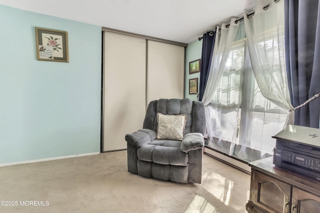 467A Chelsea Ct, Manchester, NJ 08759 - sitting room with carpet, a baseboard heating unit, and baseboards