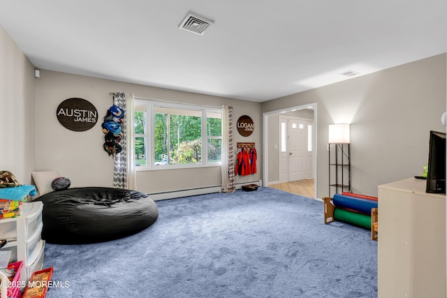 6 Blanche Dr, New Egypt, NJ 08533 - rec room with carpet floors and a baseboard radiator