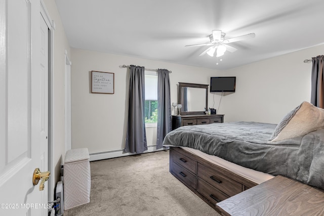 6 Blanche Dr, New Egypt, NJ 08533 - carpeted bedroom with a baseboard heating unit and a ceiling fan