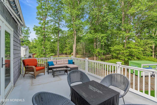 6 Blanche Dr, New Egypt, NJ 08533 - wooden deck featuring an outdoor hangout area and view of scattered trees