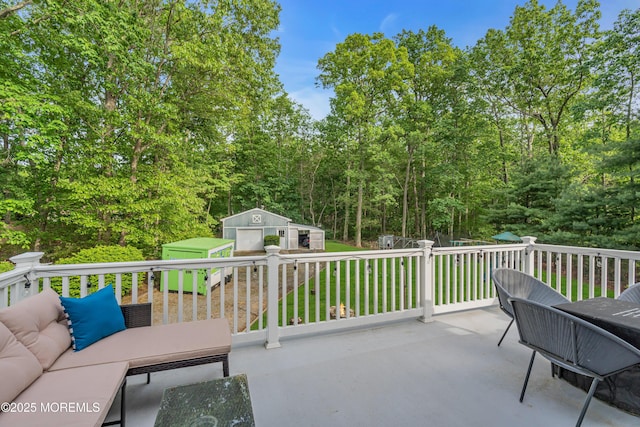 6 Blanche Dr, New Egypt, NJ 08533 - view of patio with an outdoor structure, outdoor dining space, and a shed