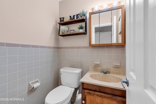 6 Blanche Dr, New Egypt, NJ 08533 - half bathroom with toilet, tile walls, vanity, and a wainscoted wall