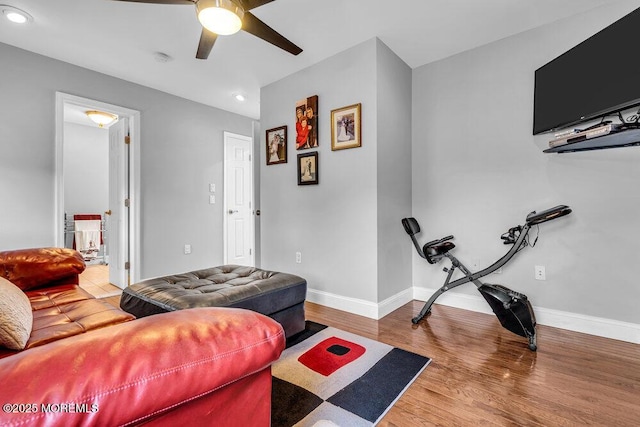 251 Genes Dr, Toms River, NJ 08753 - living area featuring ceiling fan, wood finished floors, baseboards, and recessed lighting