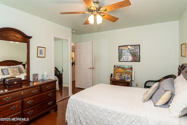102 Clear Lake Rd, Whiting, NJ 08759 - bedroom featuring dark wood-style floors, a ceiling fan, and a closet