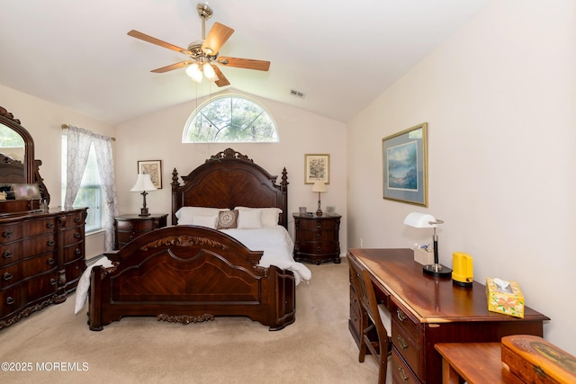 102 Clear Lake Rd, Whiting, NJ 08759 - bedroom featuring lofted ceiling, light carpet, and ceiling fan