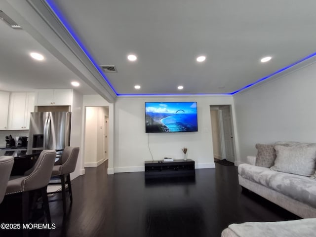 22 Macedulski Ter, South Amboy, NJ 08879 - living room with recessed lighting, dark wood-style flooring, and ornamental molding