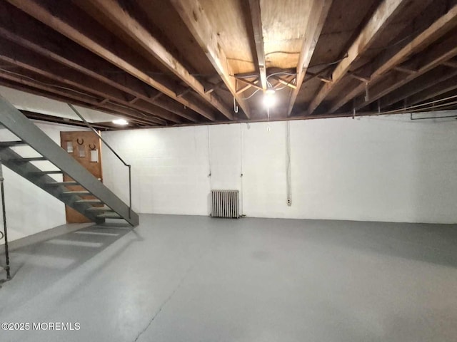 22 Macedulski Ter, South Amboy, NJ 08879 - unfinished basement with stairway and radiator heating unit