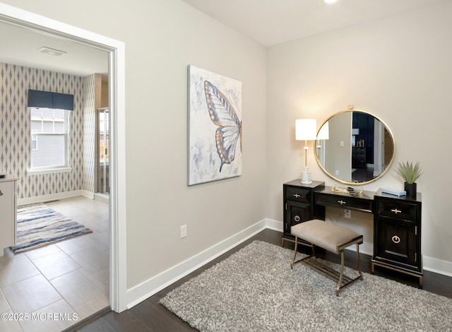 home office with baseboards