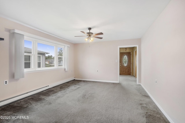 23 Marathon St, Toms River, NJ 08757 - carpeted empty room featuring a ceiling fan, baseboards, and a baseboard heating unit