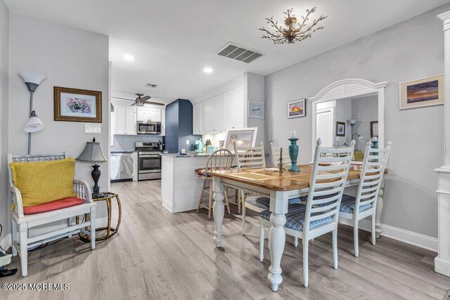 40 Mallard St Unit B, Manchester, NJ 08759 - dining room with light wood finished floors, recessed lighting, a ceiling fan, and baseboards