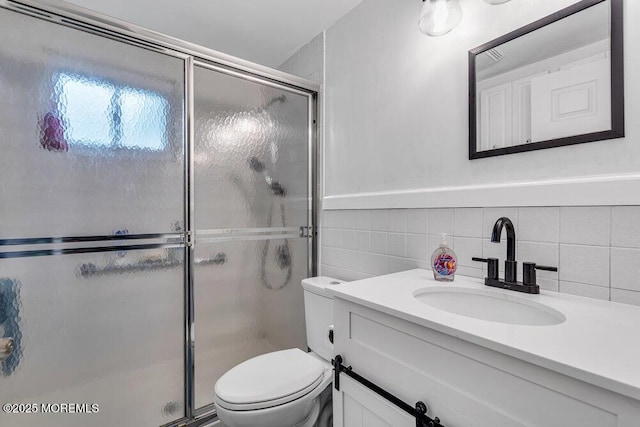 40 Mallard St Unit B, Manchester, NJ 08759 - full bathroom with tile walls, a shower stall, toilet, and vanity
