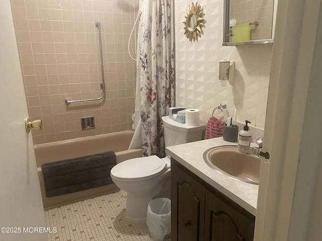 897C Inverness Ct, Lakewood, NJ 08701 - full bathroom featuring shower / tub combo with curtain, toilet, tile patterned flooring, and vanity