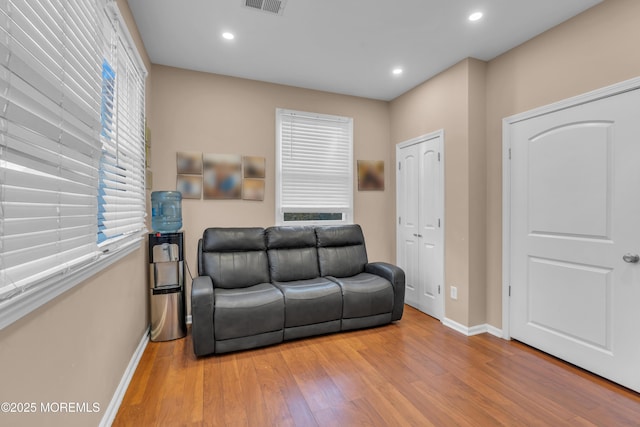 105 Shady Lane Dr, Lakewood, NJ 08701 - sitting room featuring baseboards, wood finished floors, and recessed lighting
