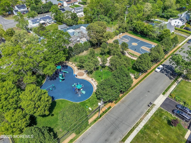 aerial overview of property's location featuring a park
