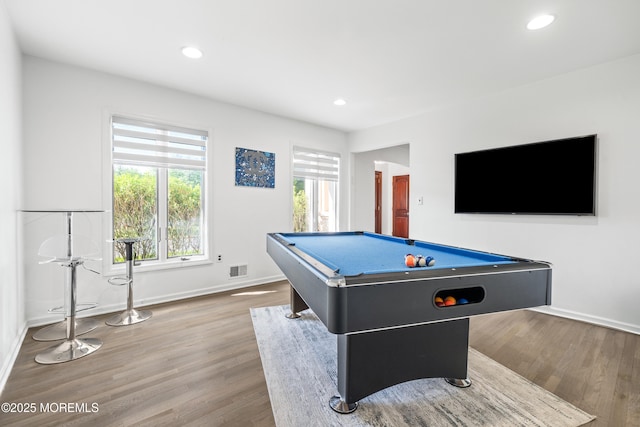 16 Bridle Dr, West Long Branch, NJ 07764 - game room featuring billiards table, wood finished floors, baseboards, and recessed lighting