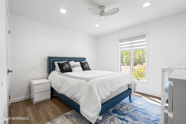 16 Bridle Dr, West Long Branch, NJ 07764 - bedroom with baseboards, recessed lighting, wood finished floors, and ceiling fan