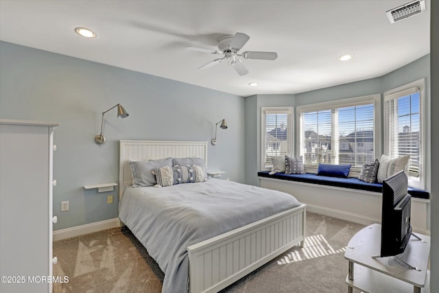 6 Tower Rd, Long Branch, NJ 07740 - carpeted bedroom featuring baseboards, recessed lighting, and a ceiling fan