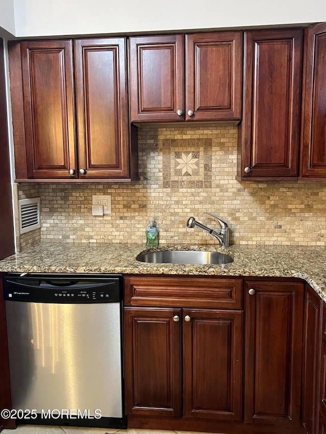 1 Channel Dr Unit 1203, Monmouth Beach, NJ 07750 - kitchen featuring dishwasher, a sink, backsplash, and light stone counters