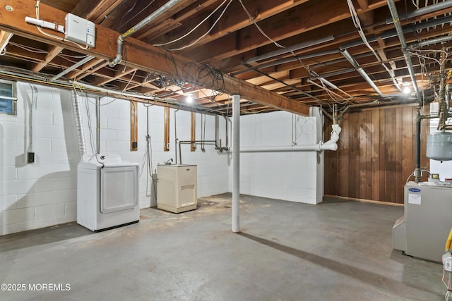 205 Edgemere Dr, Toms River, NJ 08755 - unfinished basement featuring washing machine and dryer and concrete block wall