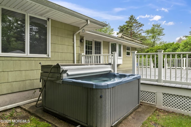 205 Edgemere Dr, Toms River, NJ 08755 - view of patio / terrace with a hot tub and a wooden deck