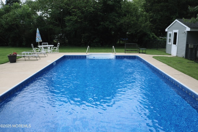 205 Edgemere Dr, Toms River, NJ 08755 - outdoor pool with a patio and an outdoor structure