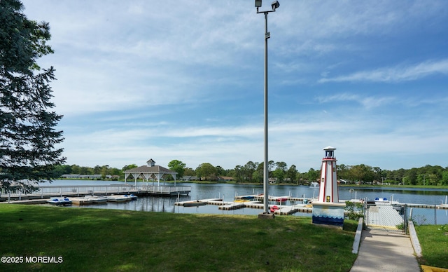 30F Cambridge Ct, Lakewood, NJ 08701 - dock featuring a water view and a yard