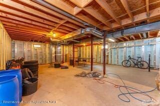 view of unfinished basement