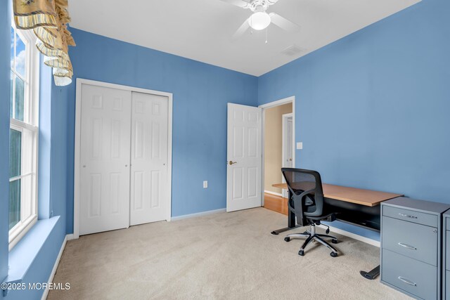 4 Saxony Cir, Manchester, NJ 08759 - unfurnished office with carpet flooring, plenty of natural light, a ceiling fan, and baseboards