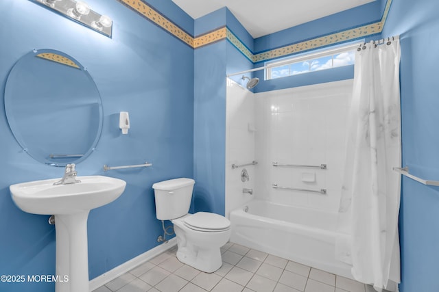 4 Saxony Cir, Manchester, NJ 08759 - bathroom with tile patterned flooring, toilet, shower / bathtub combination with curtain, and baseboards