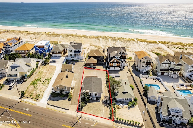 1316 Ocean Ave, Point Pleasant Beach, NJ 08742 - aerial view of residential area featuring property parcel outlined and waterfront with a beach