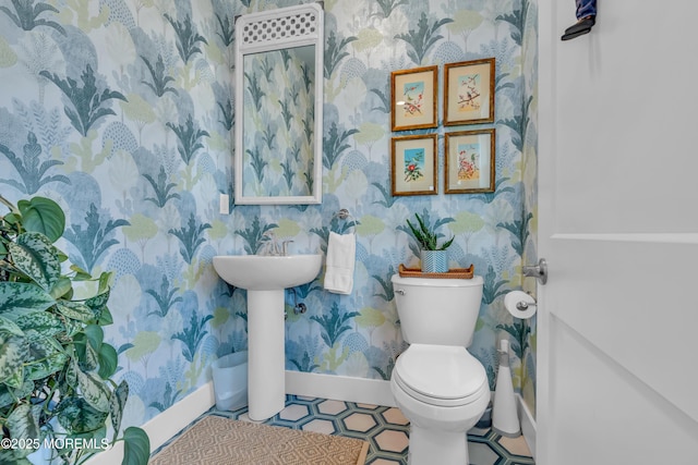1709 Certainty Dr, Point Pleasant, NJ 08742 - half bath featuring wallpapered walls, baseboards, and toilet