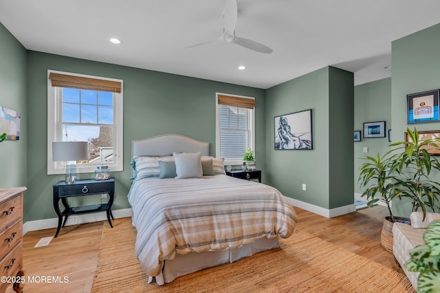 1709 Certainty Dr, Point Pleasant, NJ 08742 - bedroom with baseboards, light wood-style floors, recessed lighting, and ceiling fan