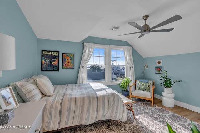 1709 Certainty Dr, Point Pleasant, NJ 08742 - bedroom with lofted ceiling, wood finished floors, ceiling fan, and baseboards