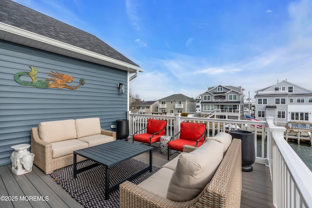 1709 Certainty Dr, Point Pleasant, NJ 08742 - wooden terrace with outdoor lounge area and a residential view