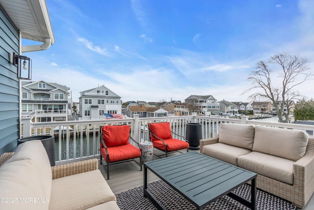 1709 Certainty Dr, Point Pleasant, NJ 08742 - wooden deck with an outdoor hangout area, a residential view, and a water view