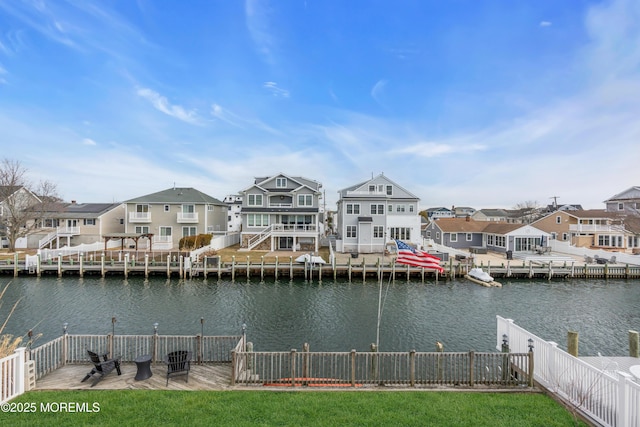 1709 Certainty Dr, Point Pleasant, NJ 08742 - dock featuring a residential view, a water view, and a fenced backyard