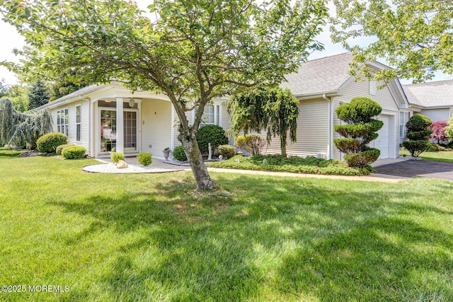 18 Quicksilver Ct, Lakewood, NJ 08701 - obstructed view of property with driveway, a garage, a front yard, and a shingled roof