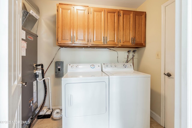 36C Canterbury Dr, Monroe, NJ 08831 - laundry area featuring cabinet space, washer and clothes dryer, baseboards, and light tile patterned floors