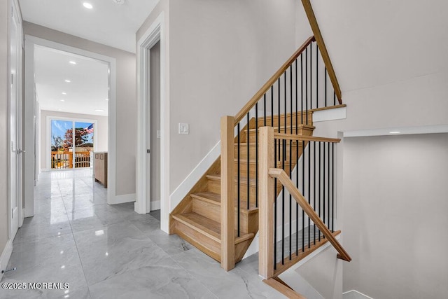 14 Blue River Way, Lakewood, NJ 08701 - staircase featuring marble finish floors, recessed lighting, and baseboards