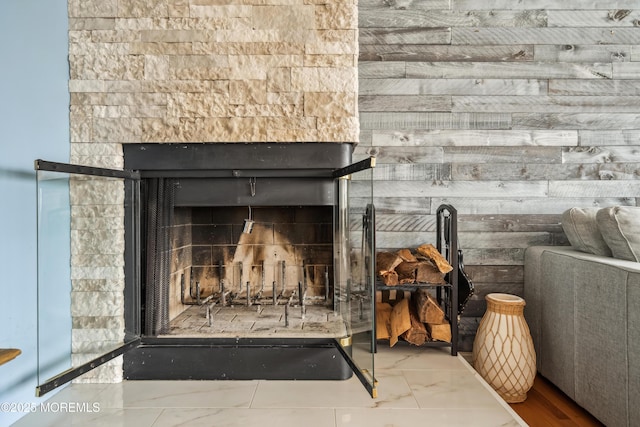 detailed view of a fireplace