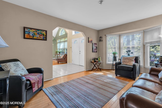 living area featuring light wood-type flooring