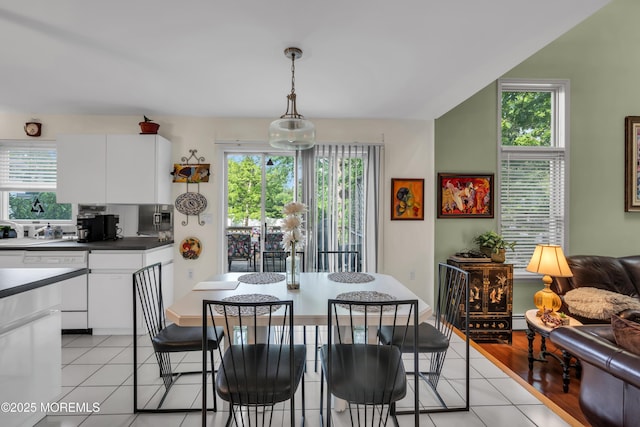 dining area featuring light tile patterned flooring and plenty of natural light