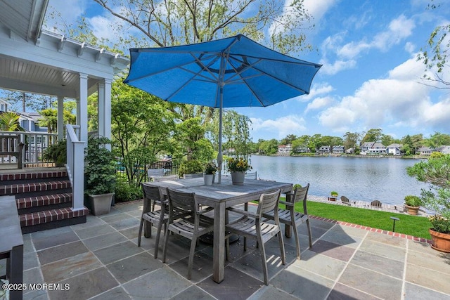 7 Sunset Dr, Asbury Park, NJ 07712 - view of patio / terrace with outdoor dining space and a water view