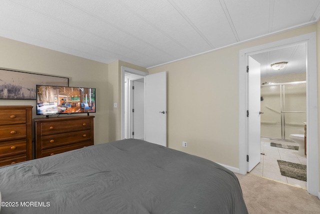 15 Cedar Ct, Manalapan, NJ 07726 - tiled bedroom featuring carpet flooring, ensuite bath, and baseboards