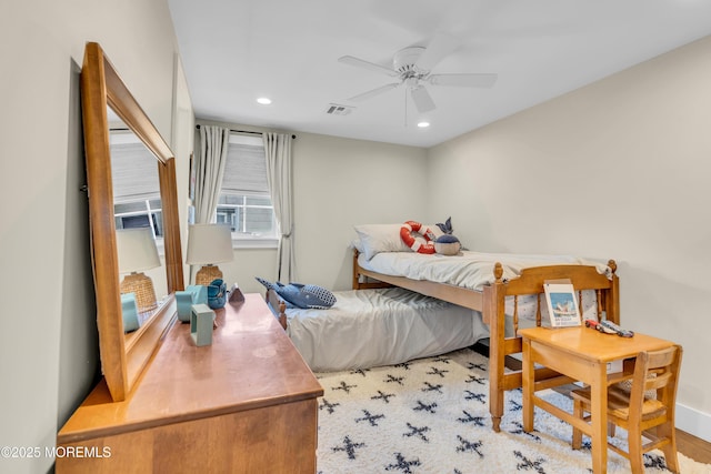 bedroom with recessed lighting