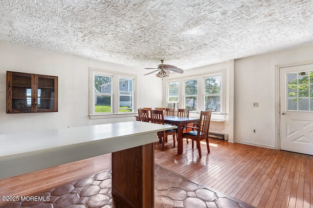 14 E Ave, Atlantic Highlands, NJ 07716 - dining room with healthy amount of natural light, a ceiling fan, hardwood / wood-style floors, and a textured ceiling