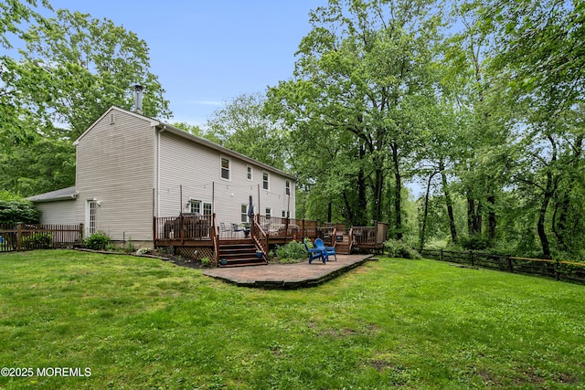rear view of house with a wooden deck