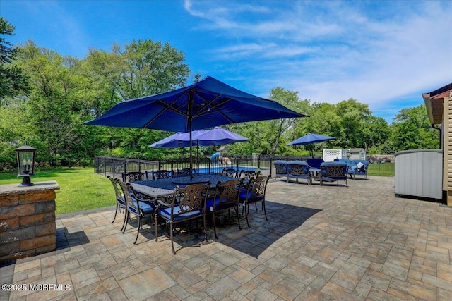 49 Glenbrook Rd, Freehold, NJ 07728 - view of patio / terrace featuring outdoor dining space and view of scattered trees