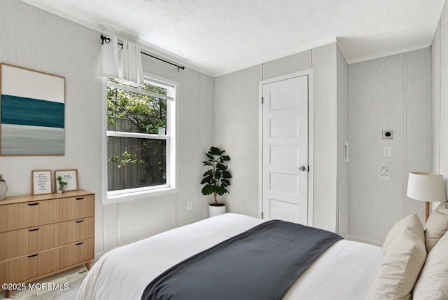 bedroom with a textured ceiling